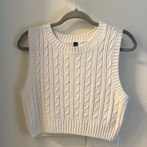 H&M White Cable Knit Crop Top